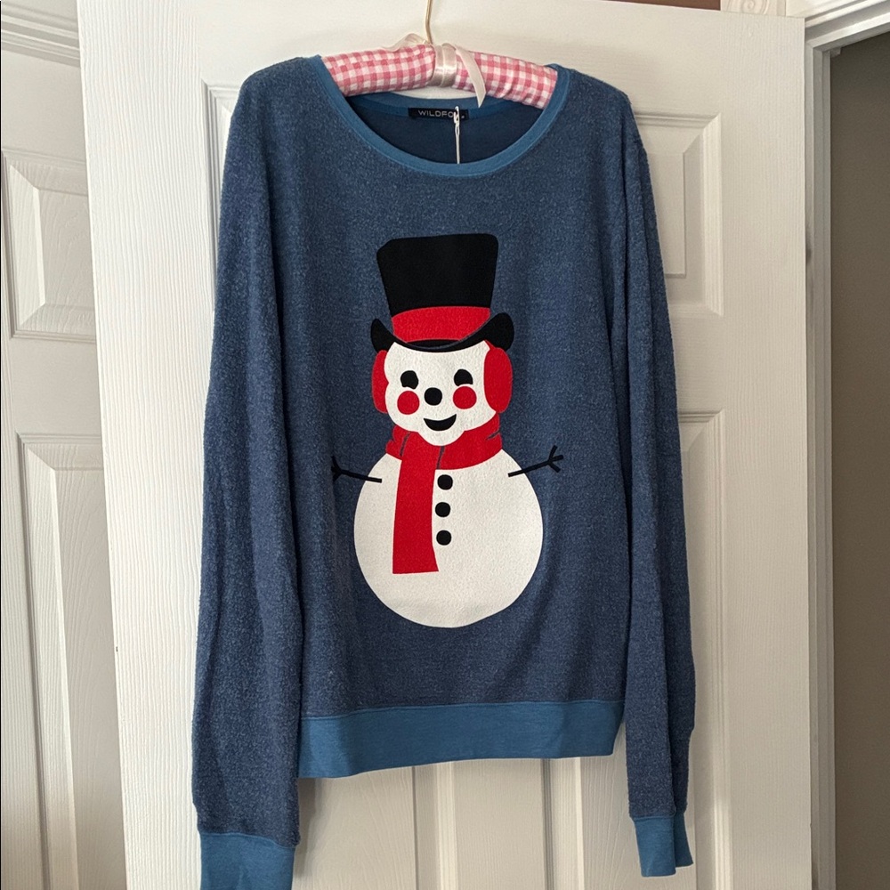 Wildfox Blue Snowman Sweater / Sweatshirt